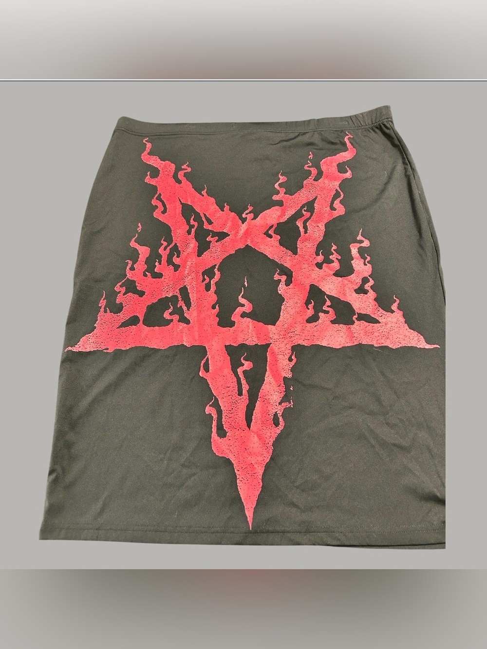 Killstar Black Pencil Skirt with Red Flame Sigil